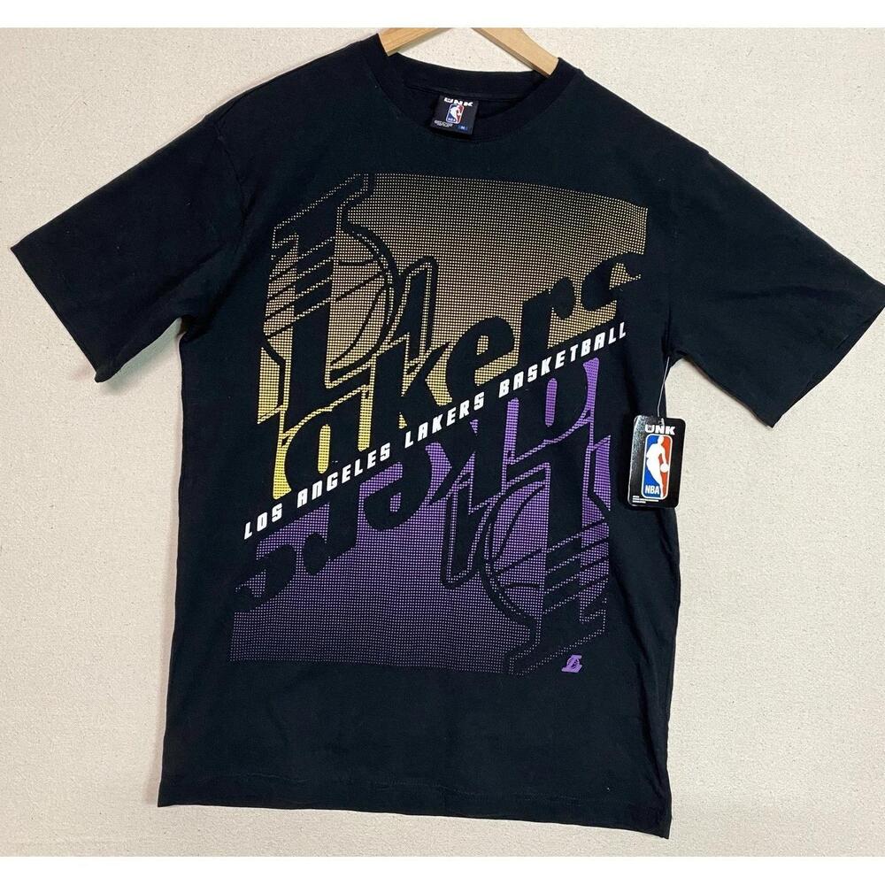 Vtg Nba La Lakers Graphic T Shirt M Black Purple Nwt Unk Logo Street Athletic